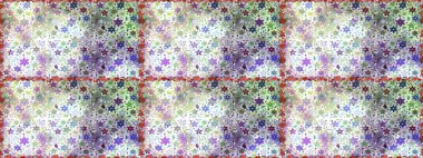 Raster illüstrasyonu. Tarafsız ve gri renklere karalamalar çizen kusursuz çiçek deseni.