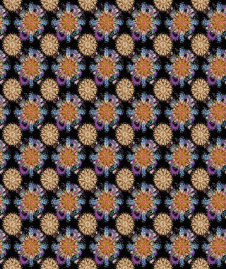 Siyah renkli bitkilerden oluşan parlak çiçekli çizim deseni.