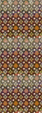 Raster illüstrasyonundaki çiçek desenli çizim. Suluboya tarzında kahverengi renkte çiçekler.