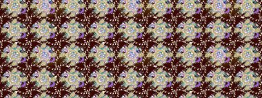 Düz Çiçek Elementleri Tasarımı. Güzel kumaş deseni. Raster illüstrasyonundaki çiçek desenli çizim. Renkli Bahar Teması çizim şablonu.