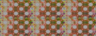 Çiçeklerle suluboya desenli çiçek deseni. Kahverengi ve gri renkli Asya tekstili. Raster illüstrasyonu.