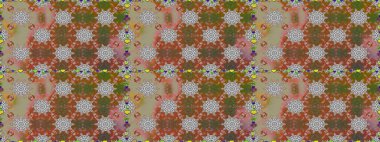 Çiçeklerle suluboya desenli çiçek deseni. Kahverengi ve gri renkli Asya tekstili. Raster illüstrasyonu.