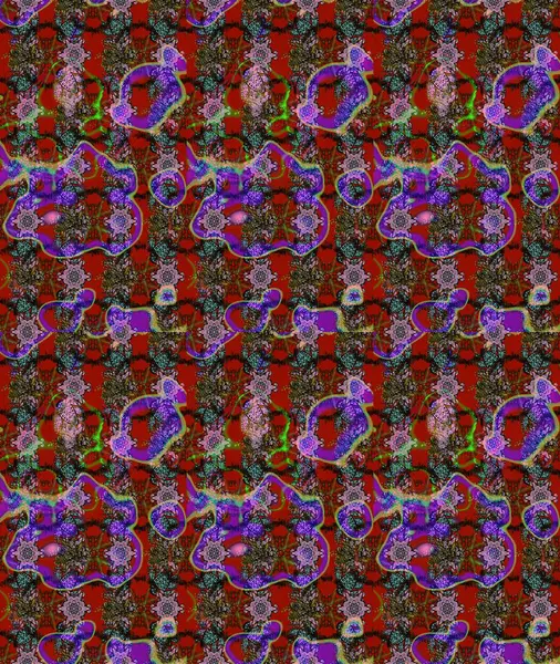 Klasik çiçek tasarımı elementleri. Kırmızı kıvırcık çiçekler kırmızı renklerde şekillenir. Raster illüstrasyonu.