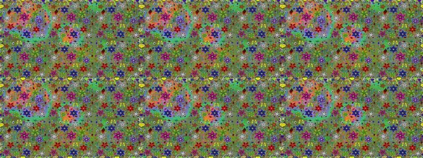 Yeşil ve kahverengi renkli çiçekler. Raster illüstrasyonunda kusursuz çiçek deseni.