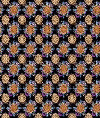 Siyah renkli bitkilerden oluşan parlak çiçekli çizim deseni.