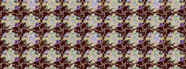 Düz Çiçek Elementleri Tasarımı. Güzel kumaş deseni. Raster illüstrasyonundaki çiçek desenli çizim. Renkli Bahar Teması çizim şablonu.