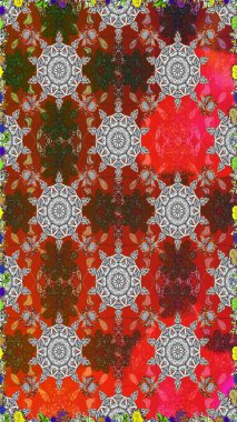 Tropik, dikişsiz çiçek deseni. Kahverengi renkli çiçekler. Raster illüstrasyonu.