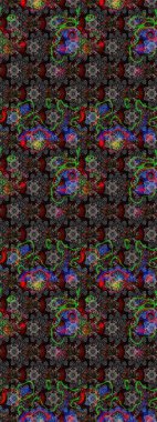 Düz Çiçek Elementleri Tasarımı. Güzel kumaş deseni. Raster Illustrasyon 'daki Çiçek Deseni' nin son moda çizimi. Renkli Yaz Teması çizim şablonu.