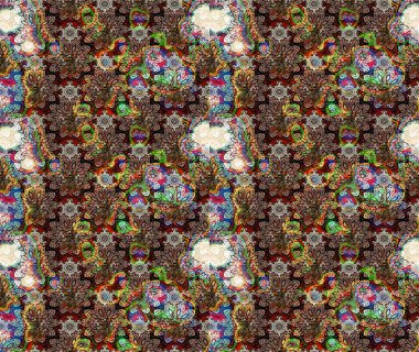 Raster illüstrasyonundaki çiçek desenli çizim. Kahverengi renkte çiçekler.