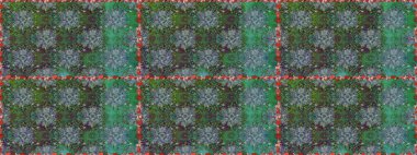 Raster illüstrasyonu. Kusursuz dekoratif arka plan, çiçek mandala. Çiçek. Yeşil ve gri renklerde.