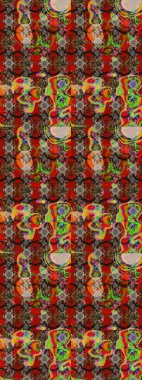 El çizimi, soyut ve süslü elementler. Klasik çiçekler. Kırmızı ve kahverengi renkler. Yaz çiçekleri teması. Suluboya resim taklit Raster illüstrasyonu.