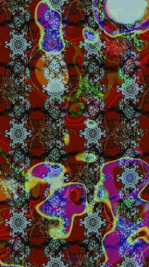 Küçük çiçekteki sevimli çiçek deseni. Raster illüstrasyonu. Kahverengi ve kırmızı renklerde. Soyut çiçek çizim kalıbı arka planı. Raster deseni.