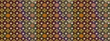 Vadinin çiçekleri kahverengi ve mor renklerde. Raster çiçek desenleri çiziyor..