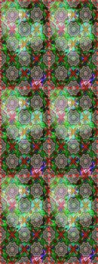 Düz Çiçek Elementleri Tasarımı. Raster illüstrasyonunda kusursuz çiçek deseni. Yeşil ve gri renkli çiçekler. Renkli Yaz Temalı Kusursuz Arkaplan.