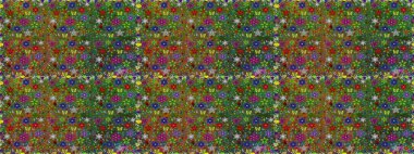 Düz Çiçek Elementleri Tasarımı. Renkli Yaz Temalı Kusursuz Arkaplan. Yeşil ve kahverengi renkli çiçekler. Raster illüstrasyonunda kusursuz çiçek deseni.