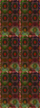 Raster illüstrasyonu. Kusursuz bir geçmişi var. Renkli şal desenli, kahverengi ve gri çiçekli ve dekoratif elementli kusursuz desen. Kumaş, tekstil, duvar kağıdı baskısı için. Antika retro tarzı.