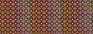 Çiçek ve yapraklı karalama şeklinde Raster çiçek deseni. Kahverengi renklerde bahar çiçekleri. Raster illüstrasyonu.