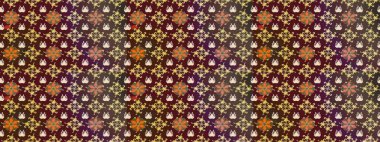 Çiçek ve yapraklı karalama şeklinde Raster çiçek deseni. Kahverengi renklerde bahar çiçekleri. Raster illüstrasyonu.