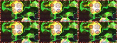 Taslak dekoratif arka plan, çiçek mandala. Çiçek. Raster illüstrasyonu. Yeşil renklerde.