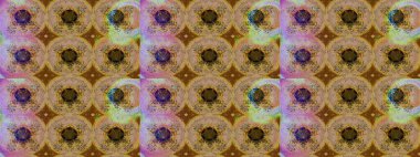 Sevimli çiçek raster deseni. Renkli Yaz Temalı eskiz kalıbı. Düz Çiçek Elementleri Tasarımı. Kahverengi renkte çiçekler.