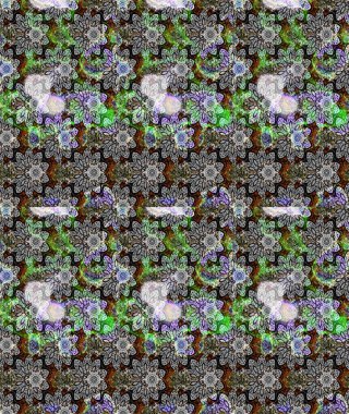 Düz Çiçek Elementleri Tasarımı. Renkli Bahar Teması eskiz kalıbı. Asya tekstil tarzında. Çiçek desenli çizim. Gri renkli çiçekler. Raster illüstrasyonu.