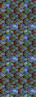 Düz Çiçek Elementleri Tasarımı. Renkli Bahar Teması eskiz kalıbı. Raster Şirin kumaş deseni. Eskiz klasiği.