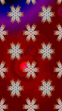 Renkli Bahar Teması eskiz kalıbı. Raster illüstrasyonundaki çiçek desenli çizim. Süslü kumaş deseni. Düz Çiçek Elementleri Tasarımı.