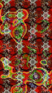 Güzel karalamalı çiçek desenli çizim. Küçük çiçekteki sevimli çiçek deseni. Raster illüstrasyonu. Güzel kumaş deseni.