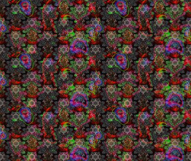 Renkli Yaz Temalı eskiz kalıbı. Düz Çiçek Elementleri Tasarımı. Siyah renkli çiçekler. Raster illüstrasyonunda çiçek deseni çizimi.