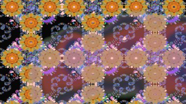 Çiçek çelengi. Güzel, parlak, pürüzsüz kumaş, tuval. Raster illüstrasyonu. Eski moda arka plan. Kıvırcık, parlak örgü. Desen, çizim, çiçek sınırı..