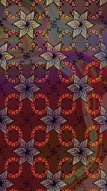 Raster illüstrasyonu. Çiçek desenli eskiz, darbeler, sıçramalar, yaz çiçekleri. Kahverengi renkte çiçekler.