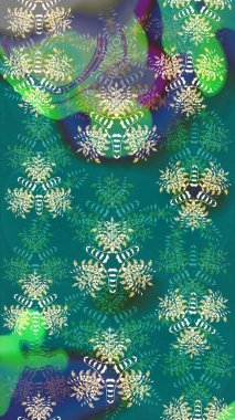 Çiçek duvar kağıdı. Hint süsü. Raster illüstrasyonu. Çizim kalıbı. Mavi renklerde. Renkli süs kenarı.