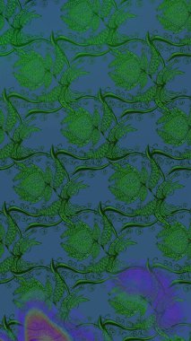 Parlak çiçekli kolaj çiçeği mavisi. Çiçek tasarımı için inanılmaz bir kolaj cenneti tarzı. Çiçekli zambaklar eskiz arka planı.