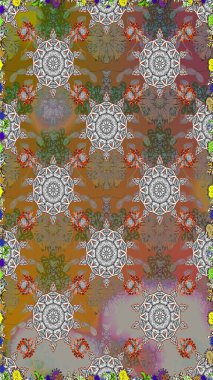 Çiçek ve yapraklı çiçek deseni. Küçük çiçekli şirin bir desen. Raster illüstrasyonu.