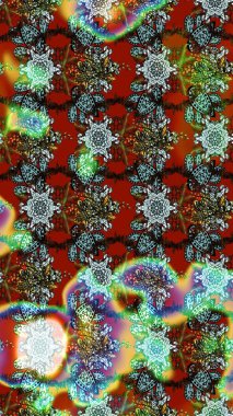 Raster illüstrasyonu. Kahverengi ve yeşil renklerde. Küçük çiçekteki sevimli çiçek deseni. Soyut çiçek çizim kalıbı arka planı. Raster deseni.