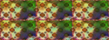 Yeşil ve kahverengi renkli çiçekler. Raster illüstrasyonunda kusursuz çiçek deseni.