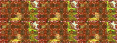 Kahverengi ve yeşil el çizimi desen. Sanat esinlenir, yeşillendirir, çiçek açar ve arka plan bırakır. Raster deseni. Karalama çiçekleri kusursuz desen.