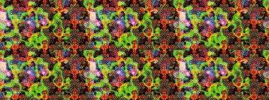 Çiçekli güzel suluboya desen. Yeşil renklerde. Raster illüstrasyonu.