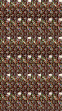 Çiçek desenli çizim. Raster illüstrasyonu. Kahverengi renkli Asyalı tekstil.