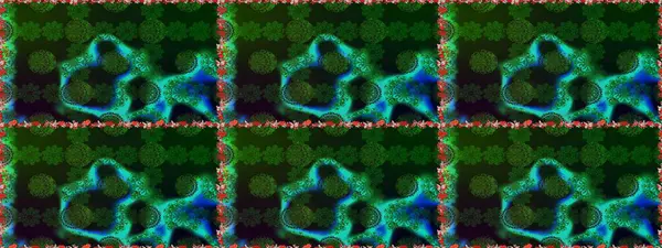 Renkli Bahar Temalı Kusursuz Arkaplan. Yeşil ve gri renkli şirin çiçek desenleri. Raster Modaya uygun kumaş deseni. Düz Çiçek Elementleri Tasarımı.
