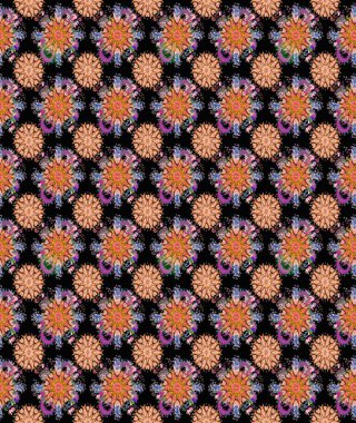 Ağaç dallı bahar çiçekleriyle desen, çiçek siluetiyle siyah renkler. Raster deseni.