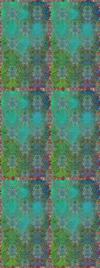 Yaz çiçekleri teması. Suluboya resim taklit Raster çizimi. Yeşil ve mavi renkler. El çizimi, soyut ve süslü elementler. Klasik çiçekler..