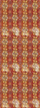 Çiçekli karalama şeklinde Raster çiçek deseni. Raster illüstrasyonu. Kahverengi ve turuncu renkte yaz çiçekleri..