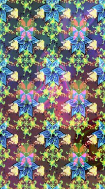 Çiçek izi. Suluboya çizim kalıbı. Suluboya tarzında mavi renkte çiçekler.