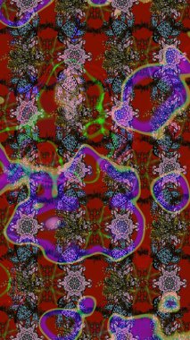 Raster illüstrasyonu. Güzel kumaş deseni. Zentangle soyut çiçekleri. Karalama çiçeği. Düz Çiçek Elementleri Tasarımı. Renkli Bahar Teması çizim şablonu.