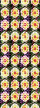 Parlak çiçekli sarı renkler üzerine soyut çizim deseni. Küçük çiçekte hoş bir çiçek deseni var. Çiçek elementli zarif raster dokusu..