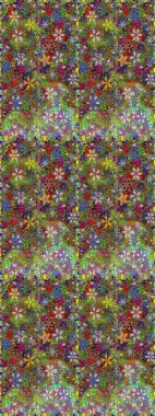 Raster deseni. Yumuşak, yeşil ve kahverengi renkte yaz çiçekleri. Raster illüstrasyonu. Küçük çiçekte sevimli çiçek deseni var..