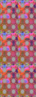 Kusursuz çiçek deseni. Pembe ve gri renkli çiçekler. Raster illüstrasyonu. Asya tekstil tarzında. Renkli Bahar Temalı Kusursuz Arkaplan. Düz Çiçek Elementleri Tasarımı.