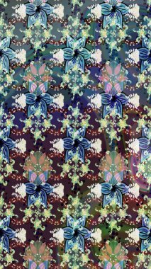 Suluboya, elle çizilmiş. Çiçekler maviye. Raster hisseleri. Taslak arkaplan deseni.