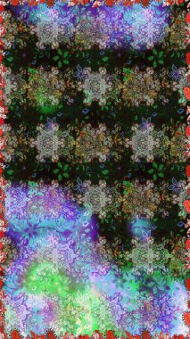 Düz Çiçek Elementleri Tasarımı. Renkli Yaz Temalı Kusursuz Arkaplan. Güzel kumaş deseni. Raster illüstrasyonunda trendsiz çiçek deseni.